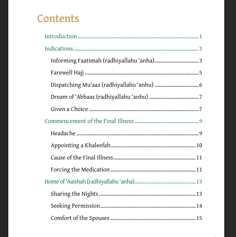 The Final Days of Rasulullah (sallallahu ‘alaihi wasallam)
