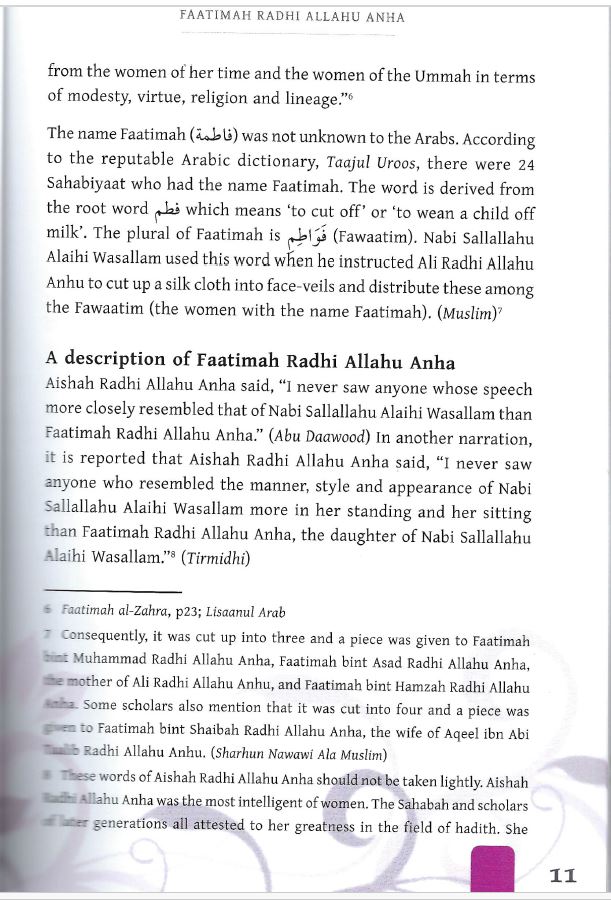 Golden Stories from the life of Faatimah Radhi Allahu Anha