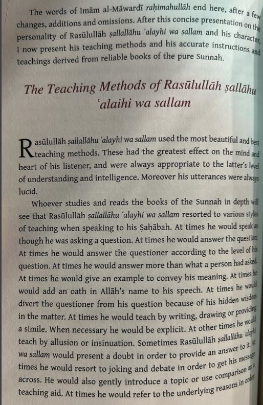 Muhammad Sallallahu Alaihi Wasallam, The Perfect Teacher. An Insight into His Teaching Methods.