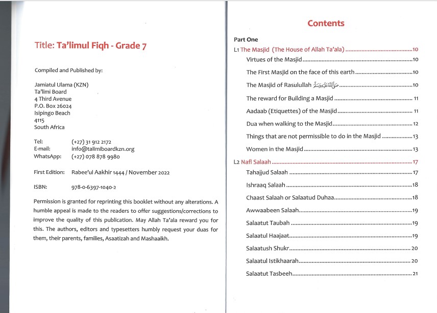 Talimul Fiqh Series (Grade 1 to  7)